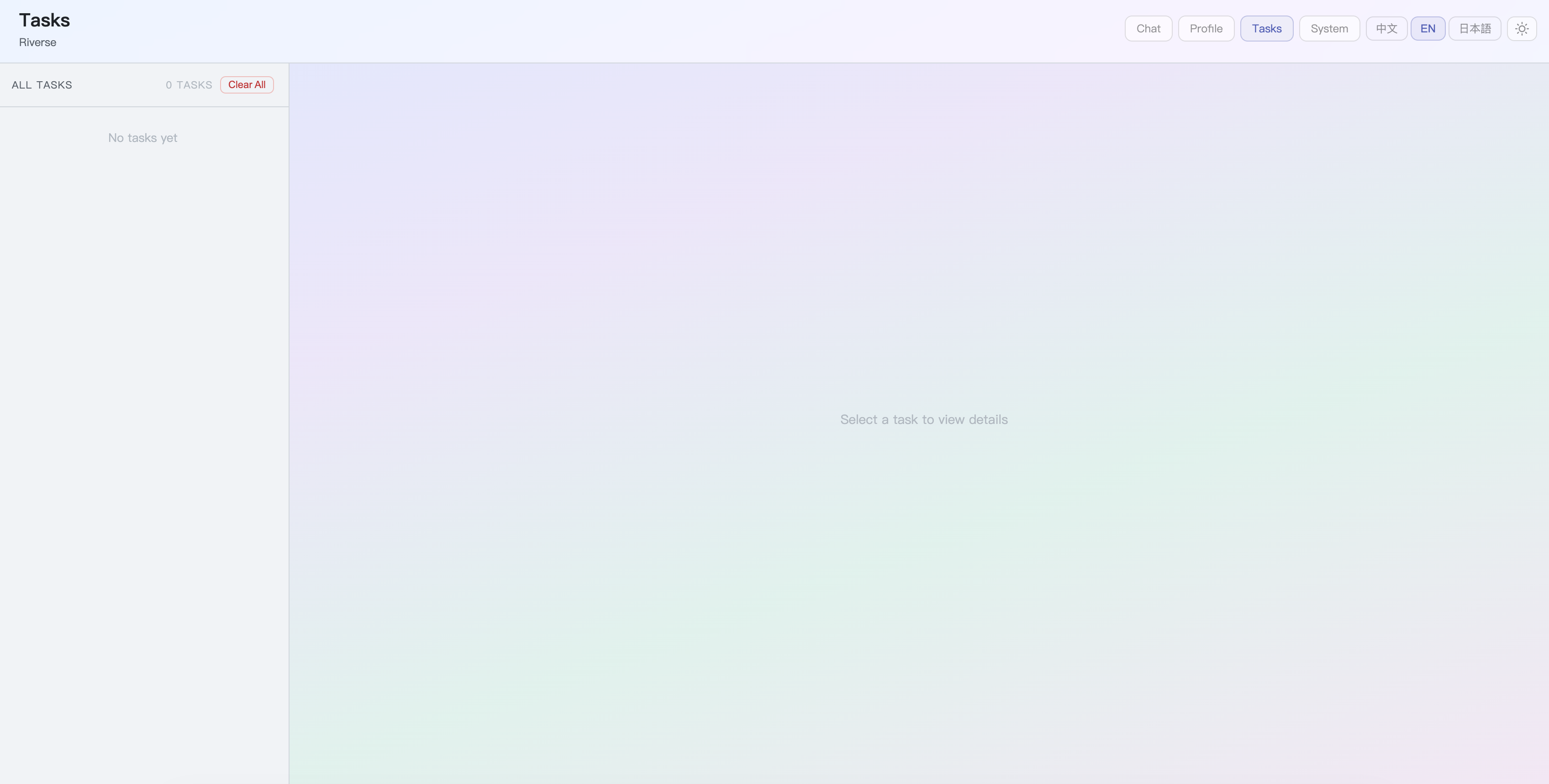 Tasks interface — background tasks and agent jobs